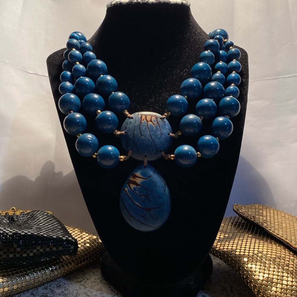 Organic and brass beaded necklace